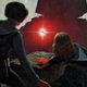 Leia and Luke are stalked by Vader on the original cover of Splinter of the Mind’s Eye by Alan Dean Foster.